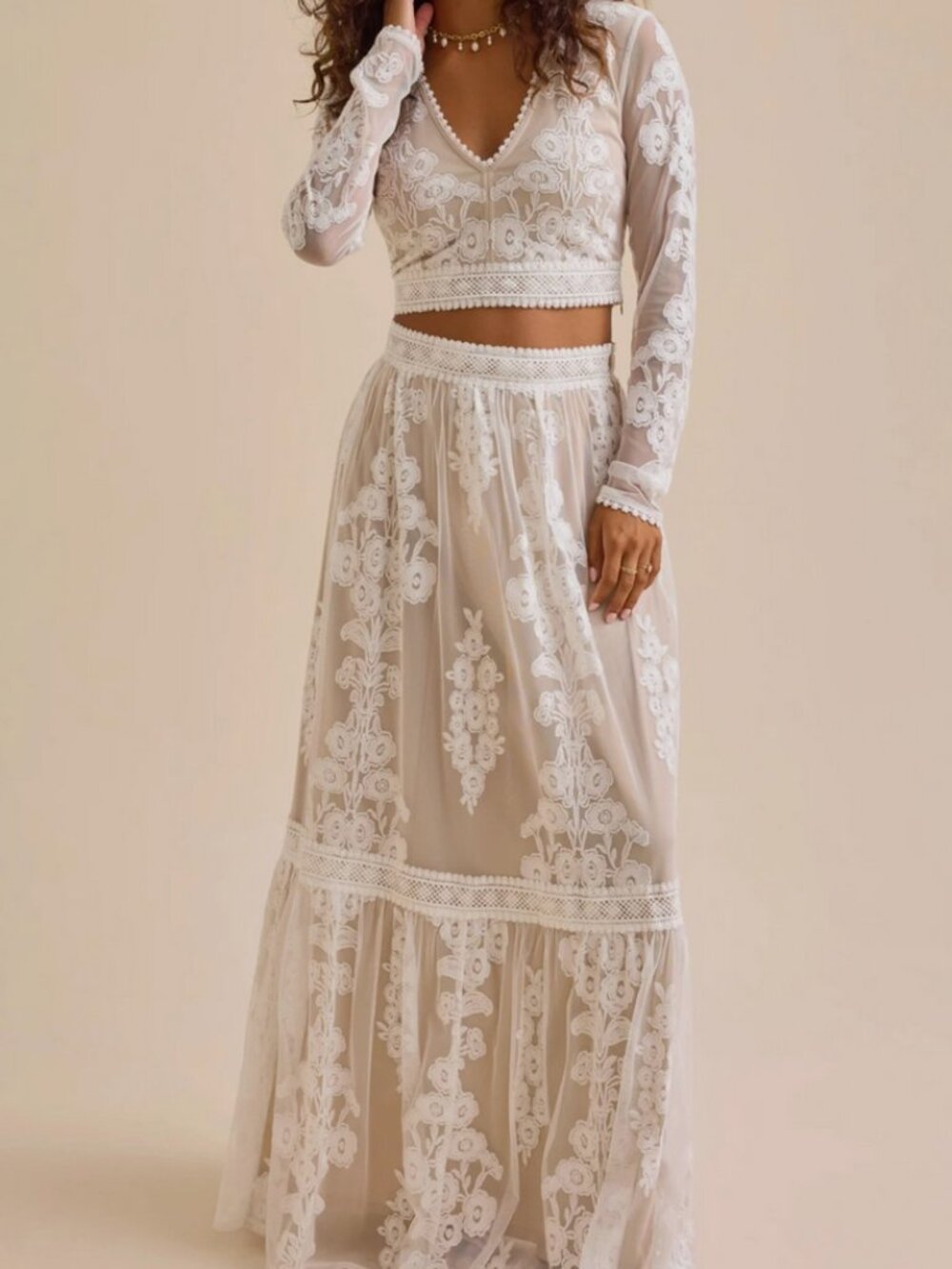 Floral Embroidered Maxi Skirt & Top XL NWT - Picture 2 of 10